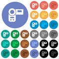 Handycam round flat multi colored icons