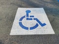 Handycap sign on Asphalt parking lot parking space