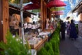 Handycraft shop with garden and umbrella for decoration in an Korean Traditional Village