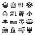 Handyman badges. Plumbing home logo home bathroom renovation processes recent vector symbols templates set