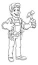 Handyman Hammer Cartoon Man DIY Carpenter Builder Royalty Free Stock Photo