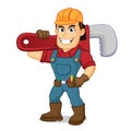 Handyman carrying pipe wrench