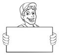 Handyman Cartoon Caretaker Construction Man Sign Royalty Free Stock Photo