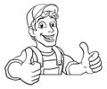 Handyman Cartoon Caretaker Construction Man Sign Royalty Free Stock Photo