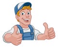 Handyman Cartoon Caretaker Construction Man Sign Royalty Free Stock Photo