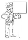 Handyman Cartoon Caretaker Construction Sign Man Royalty Free Stock Photo