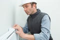 handyman fix the radiator Royalty Free Stock Photo