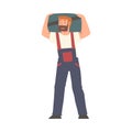 Handyman or Fixer as Skilled Man in Overall Carrying Box Engaged in Home Repair Work Vector Illustration