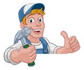 Handyman Hammer Cartoon Man DIY Carpenter Builder Royalty Free Stock Photo