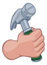 Handyman Hand Fist Holding a Hammer Cartoon