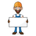 Handyman Holding Blank White Sign