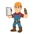 Handyman holding task list