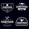 Handyman labels badges emblems and design elements. Tools silhouettes. Carpentry related vector vintage illustration Royalty Free Stock Photo