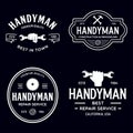 Handyman labels badges emblems and design elements. Tools silhouettes. Carpentry related vector vintage illustration Royalty Free Stock Photo