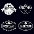 Handyman labels badges emblems and design elements. Tools silhouettes. Carpentry related vector vintage illustration Royalty Free Stock Photo