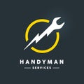 Handyman logo with abstract spanner flash tool icon