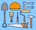 Handyman maintenance repair project engineer worker tools illustration vector set Royalty Free Stock Photo