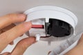 Handyman Repairing Smoke Detector Royalty Free Stock Photo