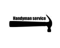 Handyman service logo: text above the hammer silhouette, black and white vector Royalty Free Stock Photo