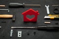 Handyman service tools, house construction and repair