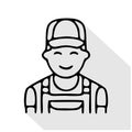 Handyman services logo, repairman flat line icon