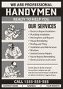 Handyman services monochrome vintage poster