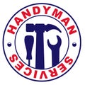 Handyman services round vector design for your logo or emblem with set of workers tools. There are wrench, screwdriver, hammer