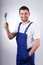 Handyman with spanner Royalty Free Stock Photo