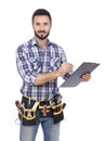 Handyman taking notice Royalty Free Stock Photo