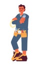 Handyman tool belt cartoon flat illustration Royalty Free Stock Photo