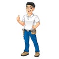 Handyman with a Tool Equipment Belt Thumbs Up Hand Royalty Free Stock Photo