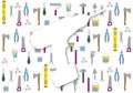 Handyman Tools pattern colorful. Corporate web site elements & background. Vector graphics for fixing Royalty Free Stock Photo