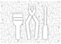 Handyman Tools pattern. Corporate web site elements & background. Vector graphics for fixing, plumbing, renovation tools in trendy