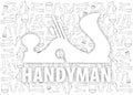 Handyman Tools pattern. Corporate web site elements & background. Vector graphics for fixing, plumbing, renovation tools in trendy Royalty Free Stock Photo