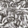 Handyman tools vintage seamless pattern