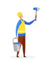 Handyman, Wall Painter Flat Vector Illustration