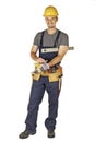 Handyman wearing gloves Royalty Free Stock Photo