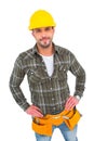 Handyman wearing tool belt with hands on hips Royalty Free Stock Photo