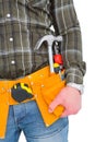 Handyman wearing tool belt Royalty Free Stock Photo