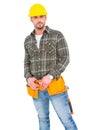 Handyman wearing tool belt Royalty Free Stock Photo