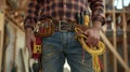 The toolbelt of a handyman.AI generated image Royalty Free Stock Photo