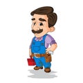 Handyman wearing work clothes and a belt with tools Royalty Free Stock Photo