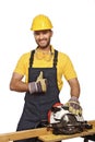 Handyman work with grinder Royalty Free Stock Photo