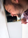 Handyman work on ventilation in the kitchen Royalty Free Stock Photo