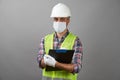 Handyman worker checking the list on the clipboard Royalty Free Stock Photo