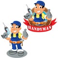 Handyman worker with drilling machine in the hand Royalty Free Stock Photo