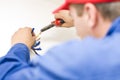 Handyman working with wires