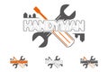 Handyman logo with constructions tools. Wrench and screwdriver
