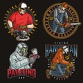 Handymen colorful vintage labels set