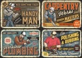 Handymen and craftsmen colorful posters set